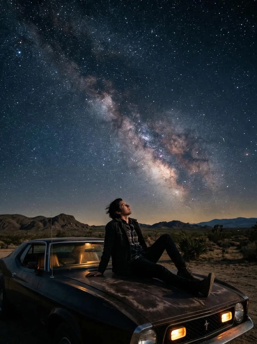Cinematic Portrait Under Starry Sky generated example