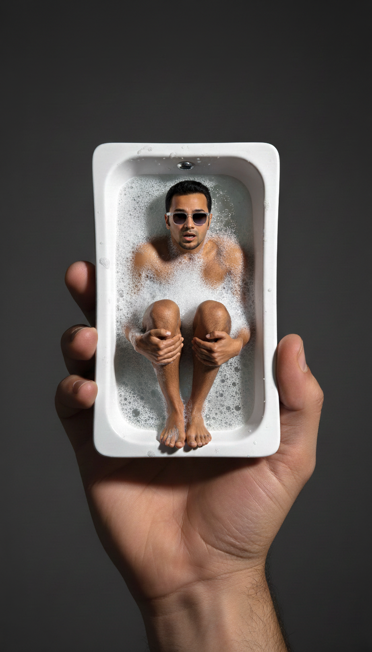 Miniature Man in Bathtub generated example