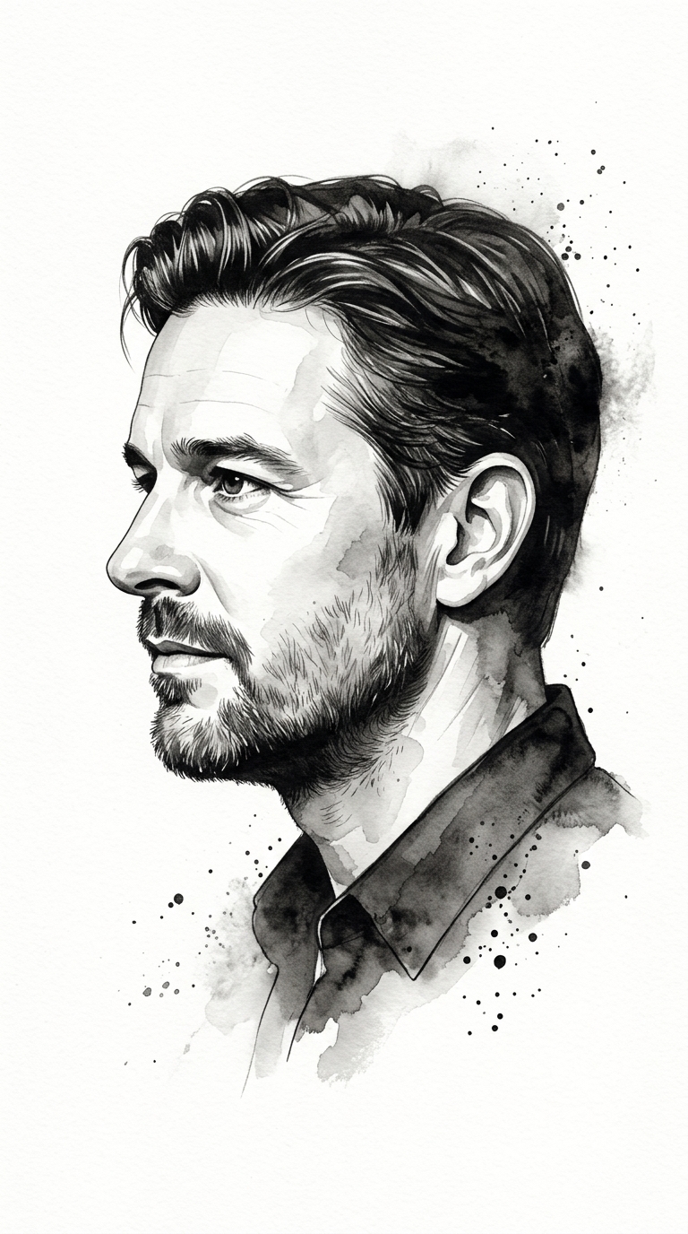 Monochromatic Ink Portrait generated example