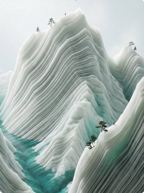 Neo-Chinese Jade Mountain Range generated example