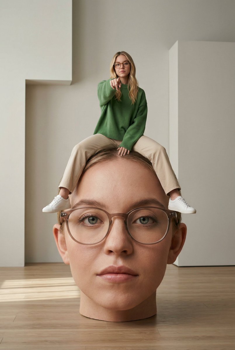 Surreal Oversized Head Interior generated example