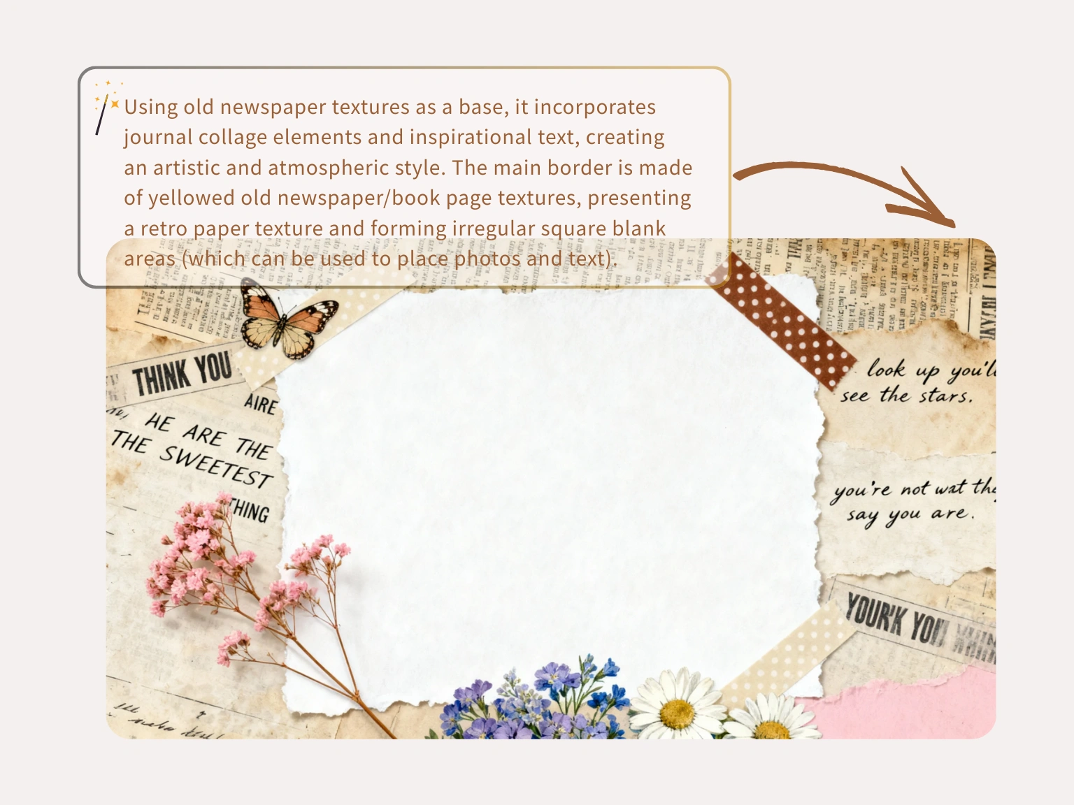 Journal collage layout prompt board